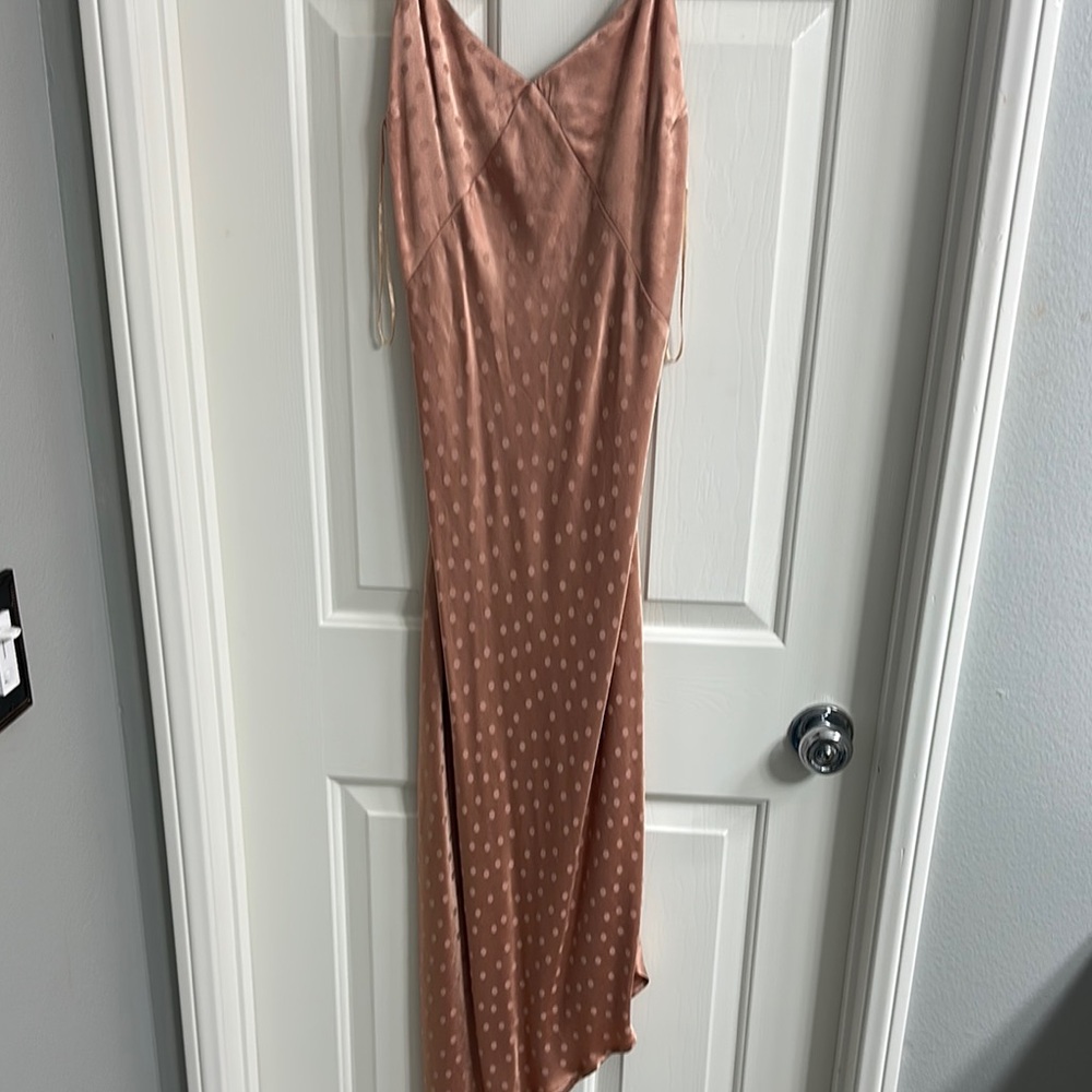 Lovestitch Asymmetrical Polka Dot Dress in Soft Pink